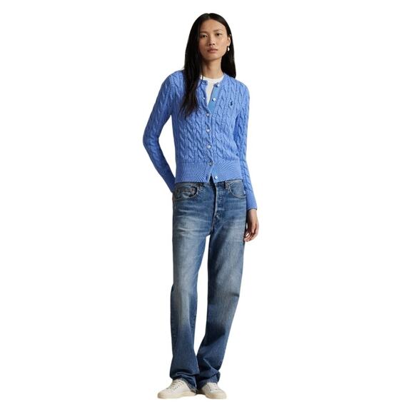 Polo Ralph Lauren Women Cable-Knit Cotton Crewneck Classic Cardigan Size XS - Picture 4 of 7